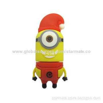 Minion Cartoon USB Flash Drive, Durable Solid Rubber Casing with Bold Colors